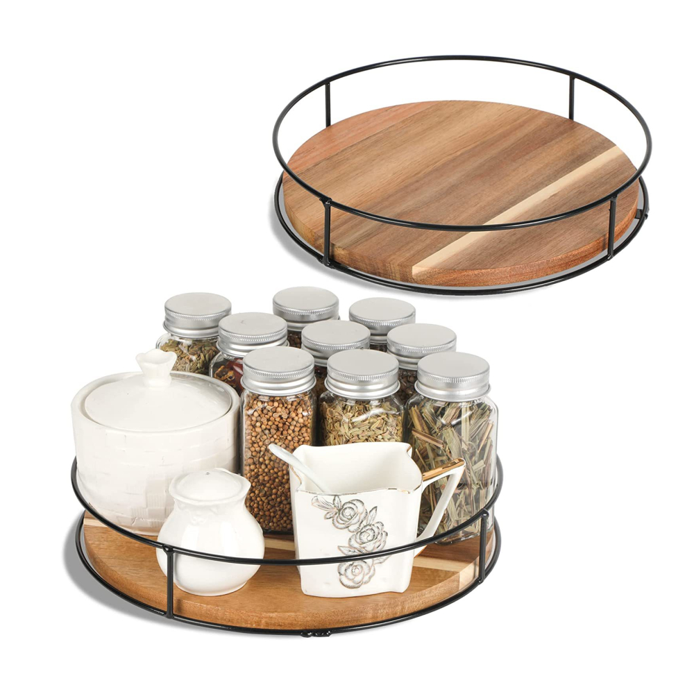 Products STORFEX 9 Inch Wood Lazy Susan Organizer Premium Wooden